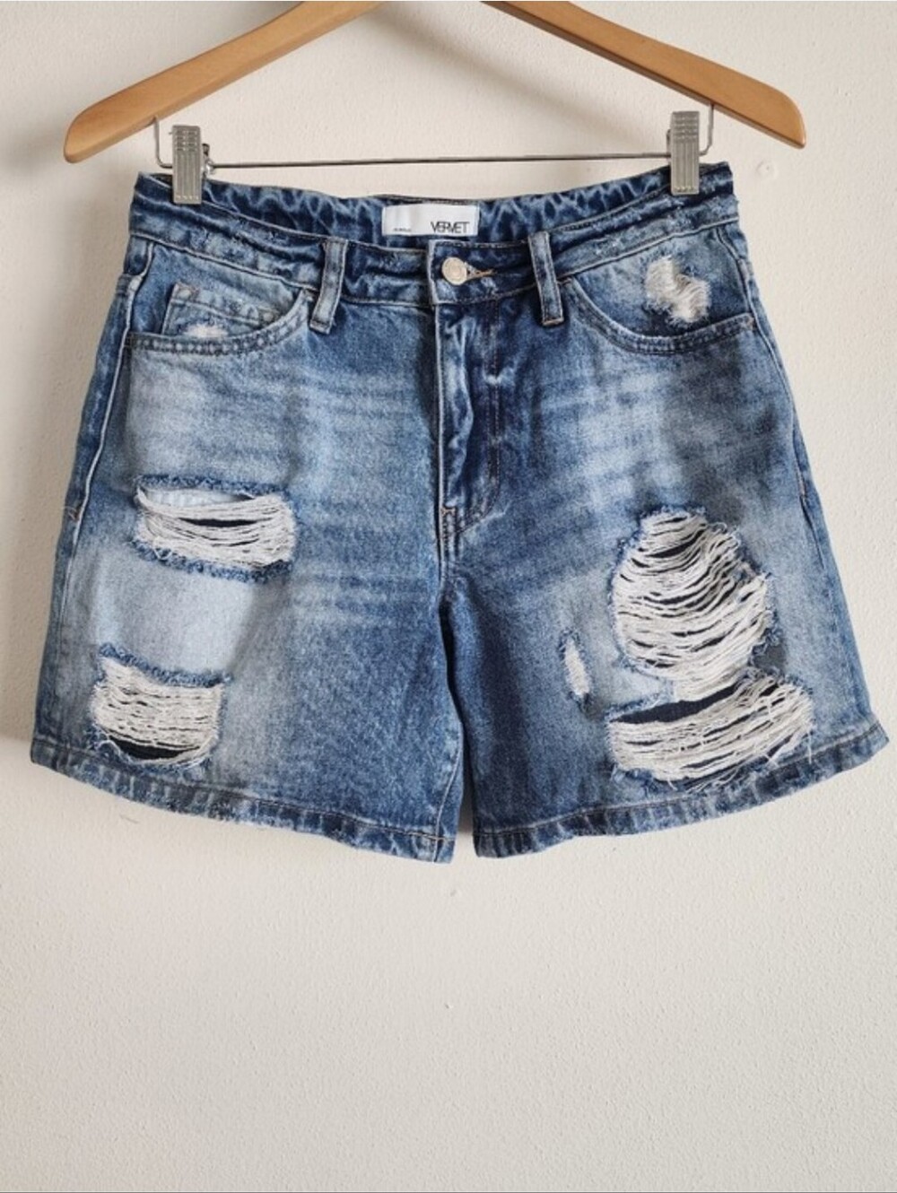 Vervet Juliette High Rise Distressed Denim Shorts Small V2338 Boho Festival EUC - Picture 2 of 9